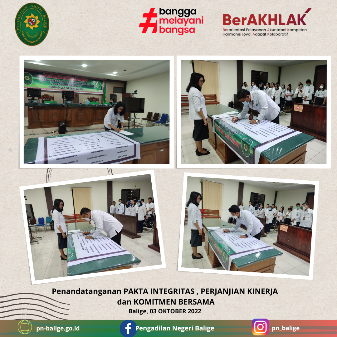 Pengucapan dan penandatanganan Pakta Integritas Seluruh Hakim dan Aparatur Pengadilan Negeri Balige